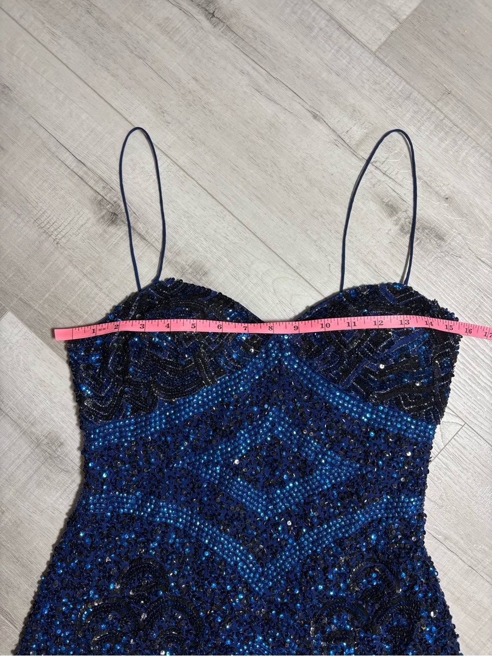 Aidan Mattox Sequin Mini Dress Navy Blue Beaded Cocktail Party Size 8 - Picture 5 of 12